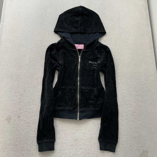 Vtg Juicy Couture Forever 21 Black Velour Tracksuit Set Rhinestones Logo Size S