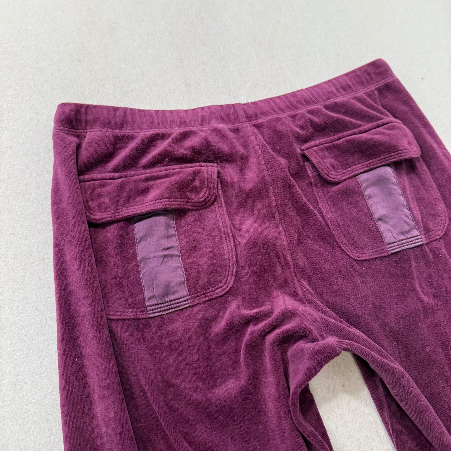 Victoria's Secret Women's Plum Velour Flared Track Pant Back Flap Pockets Size S