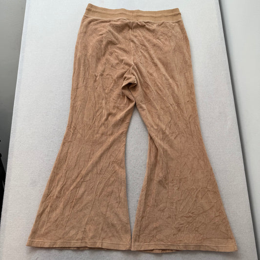 Juicy Couture Women's Tan Velour Flared Track Pants Bell Bottom Pockets Size XL