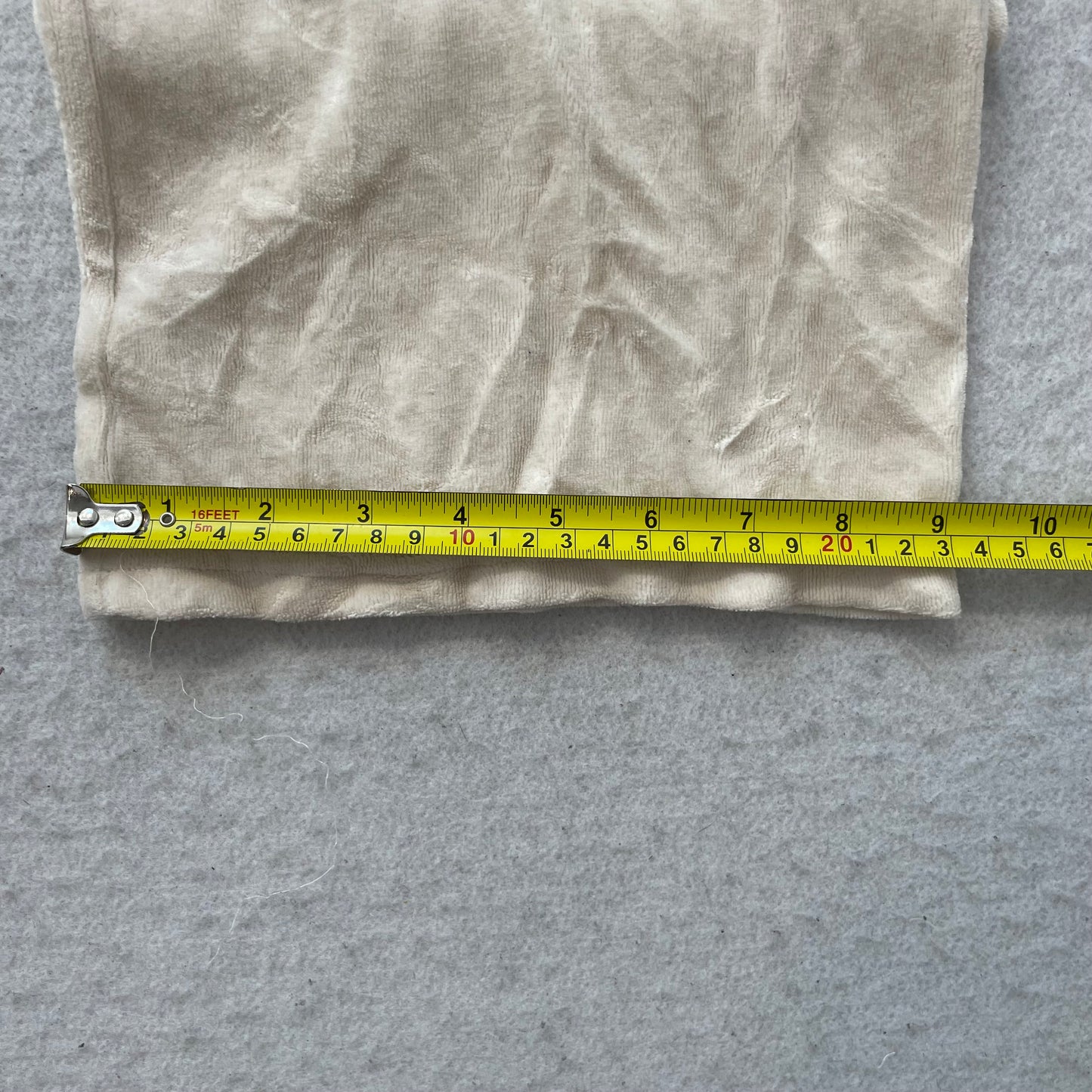 Vtg Juicy Couture Women's Cream Velour Flared Track Pant Rhinestones Logo Size S