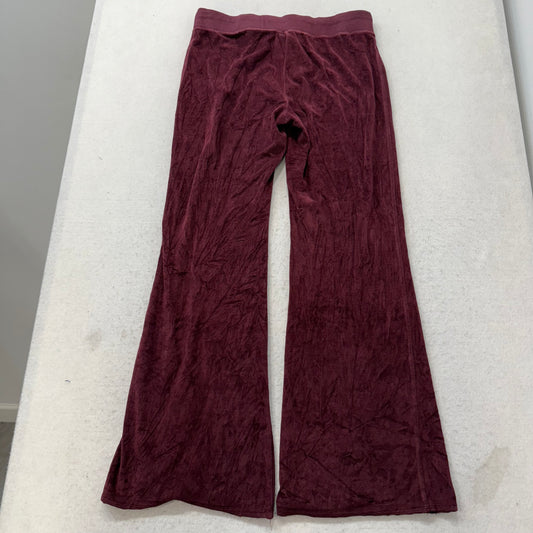 Juicy Couture Women's Maroon Velour Flared Track Pant Loungewear Preppy Size XL