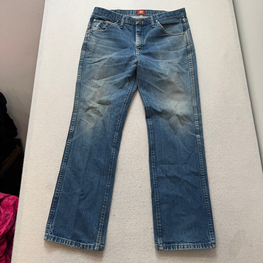 Wrangler 36MWZ Men's Medium Blue Cowboy Cut Denim Jeans Western Slim Fit Size 36