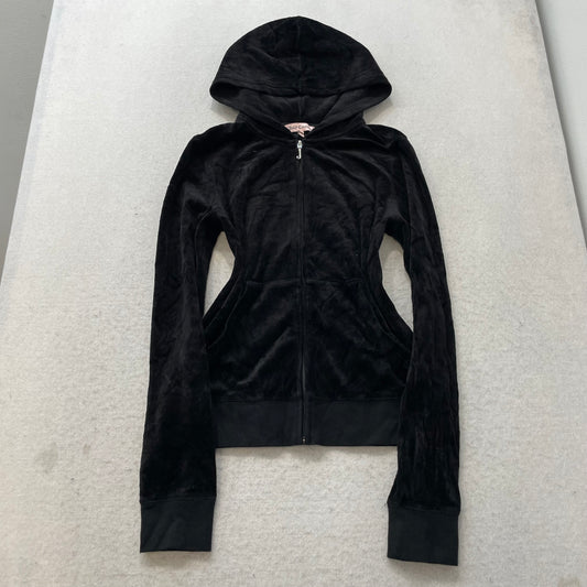 Juicy Couture Women's Black Velour Tracksuit Set Rhinestone Snake Design Size L