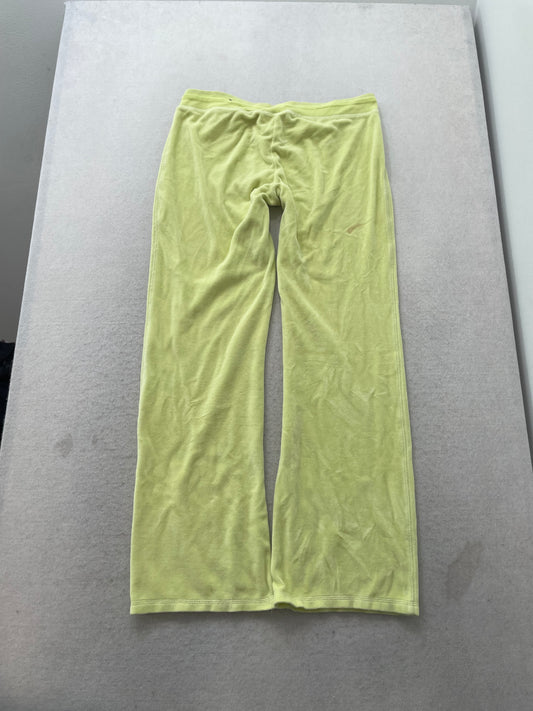 Aeropostale Women's Light Lime Green Velour Flared Track Pant Logo Preppy Size L