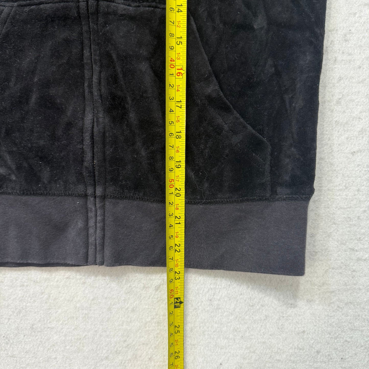 Juicy Couture Black Velour Track Zip Up Hoodie Size S