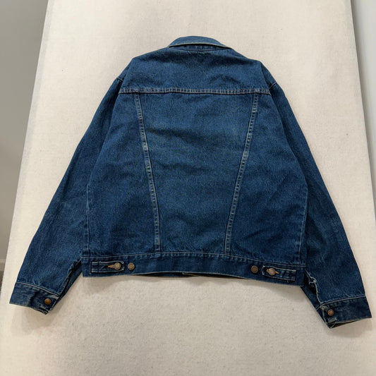 Vintage Rustler Men's Blue Dark Wash Denim Trucker Jacket 100% Cotton Size XL
