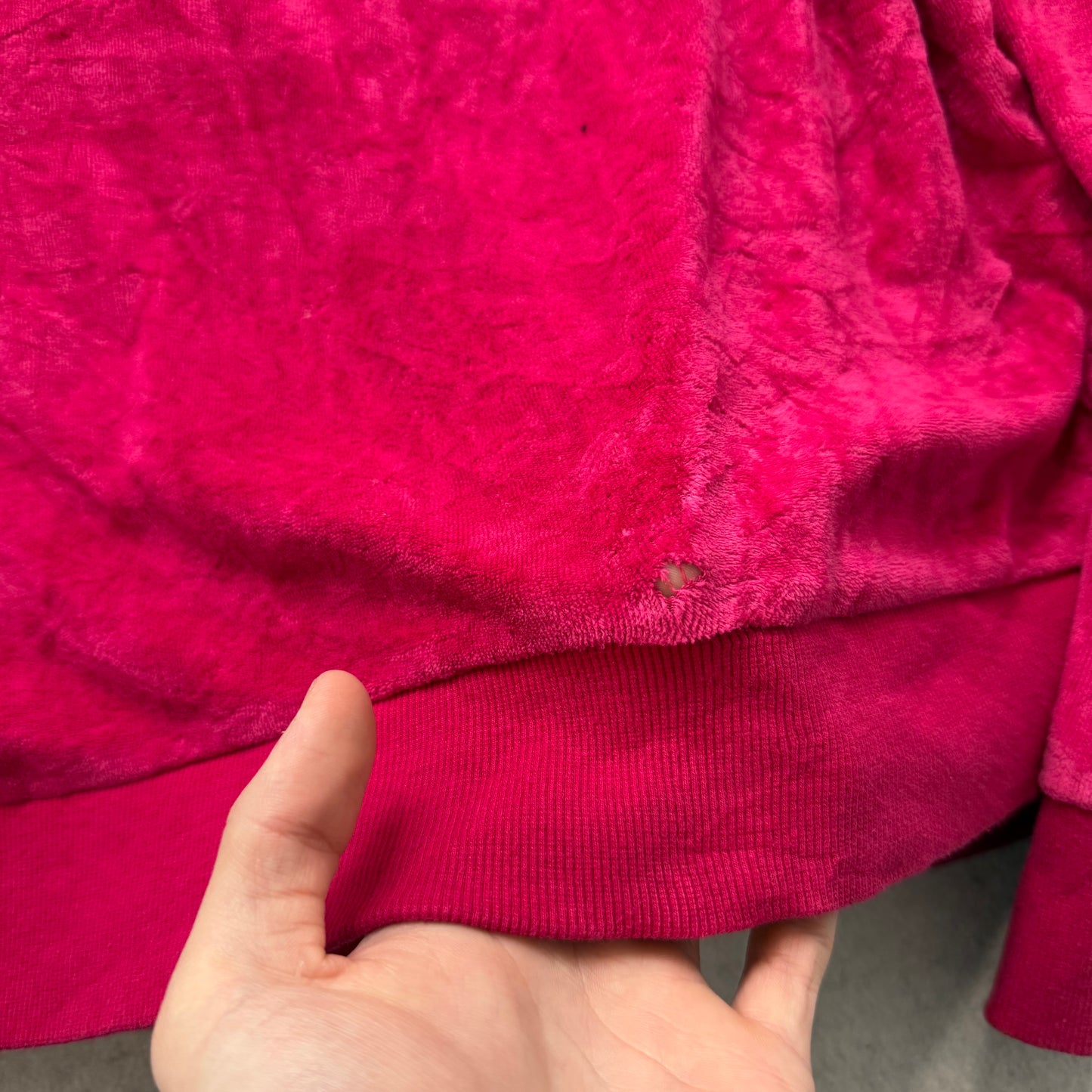 Vintage Juicy Couture Women's Hot Pink Velour Full Zip Hoodie Loungewear Size L
