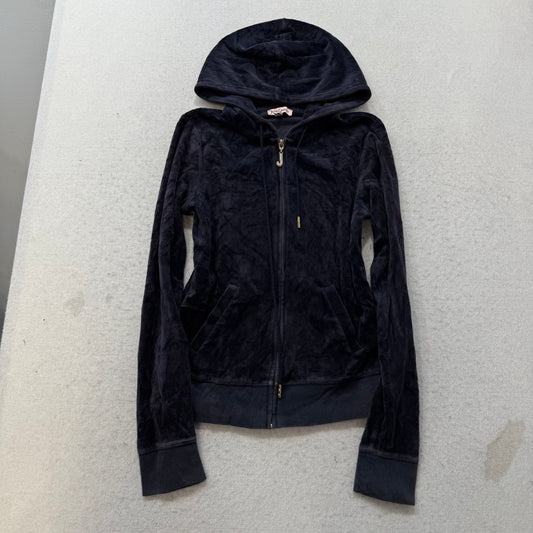 Juicy Couture Women's Navy Velour Hoodie & Drawstring Pant Tracksuit Set Size M