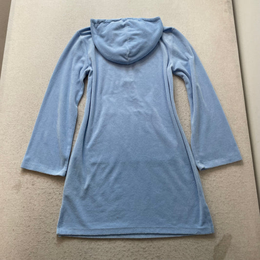 Juicy Couture Womens Sky Blue Terry Cloth Quarter-Zip Hooded Dress Casual Size S