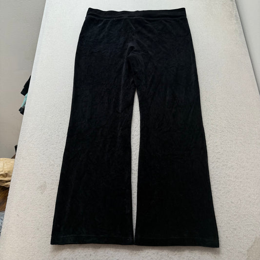Juicy Couture Women's Jet Black Velour Flared Leg Track Pants Loungewear Size XL