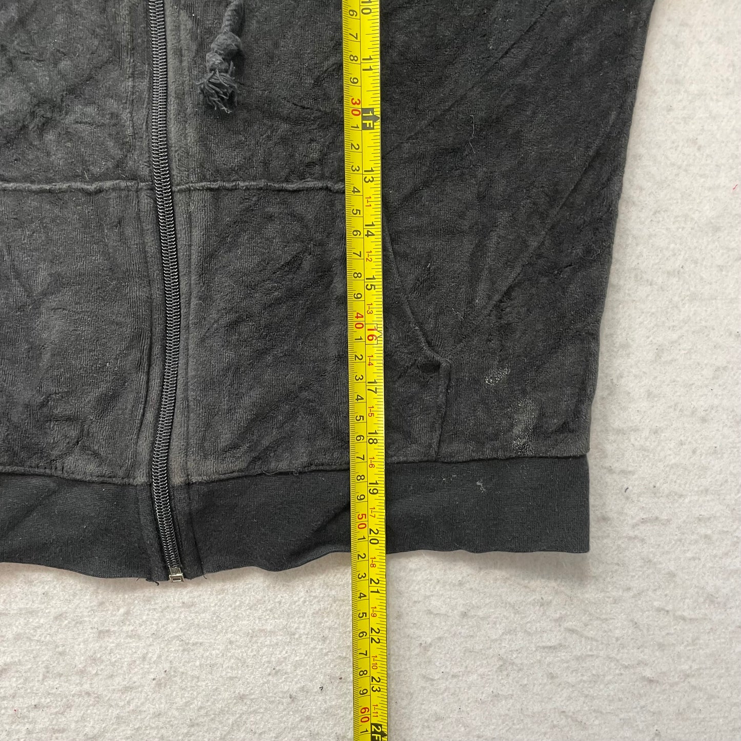 Vintage Juicy Couture Women Black Velour Zip-Up Hoodie Drawstring Pockets Size S