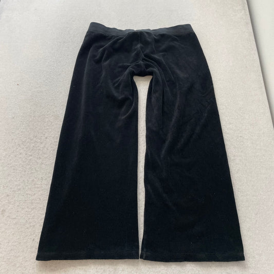 Juicy Couture Women's Black Terry Cloth Wide Leg Track Pants Drawstring Size M