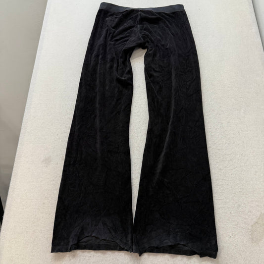 Vintage Juicy Couture Women's Black Velour Flared Track Pant Loungewear Size S