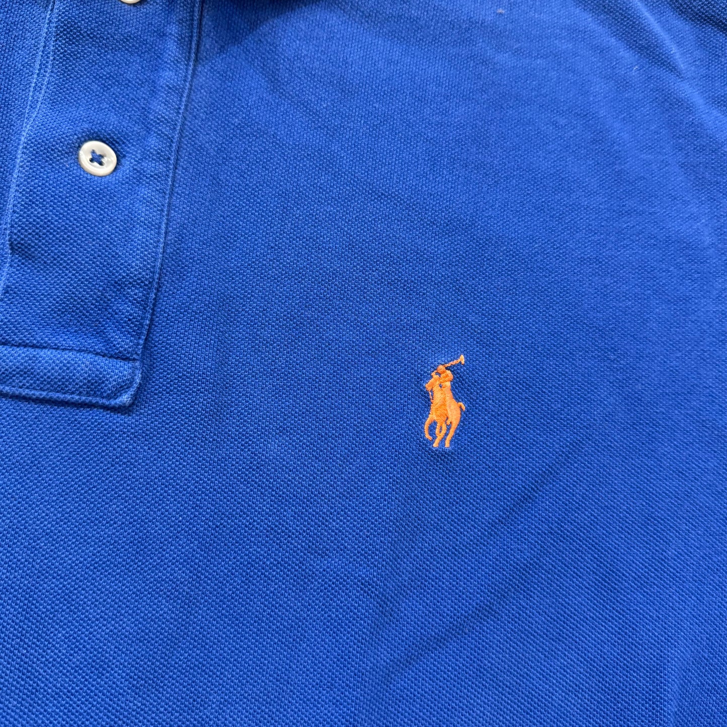 Polo Ralph Lauren Men's Royal Blue Cotton Polo Shirt Short Sleeves Logo Size L
