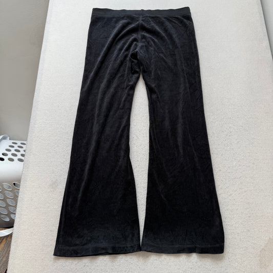 Juicy Couture Women's Black Velour Flare Leg Track Pant Loungewear Casual Size M