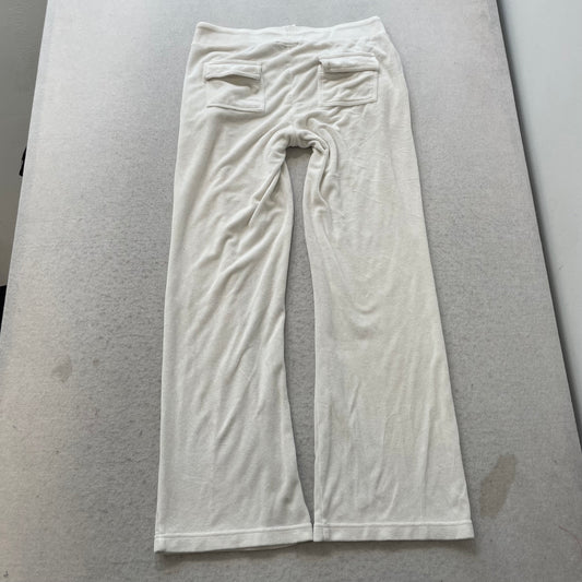 Vintage Juicy Couture Women's White Terry Cloth Flared Track Pant Drawstring - S