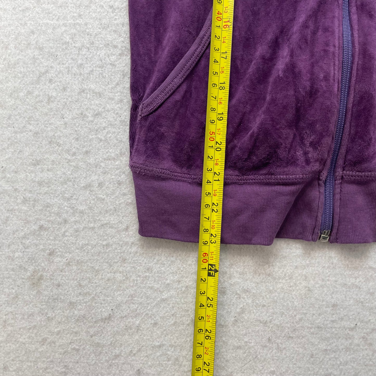 Vintage Juicy Couture Womens Royal Grape Velour Zip Up Hoodie Rhinestones Size L