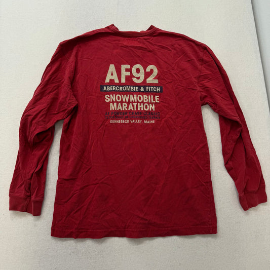 Abercrombie & Fitch Red AF92 Snowmobile Marathon Long Sleeve T-Shirt Size S