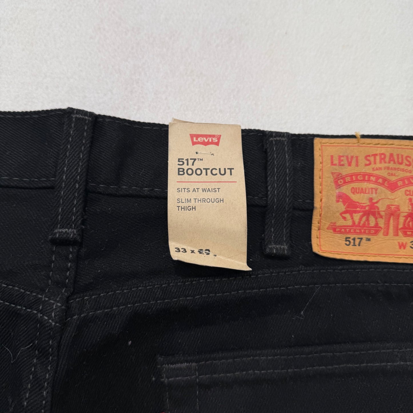 Levi’s 517 Black Denim Bootcut Jeans Slim Fit Straight Leg Size M