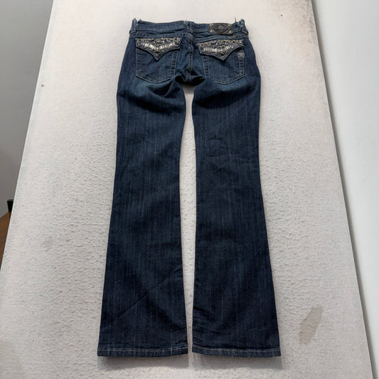 Miss Me Women's Blue Bootcut Denim Jeans Embelished Flap Pockets Classic Size 30
