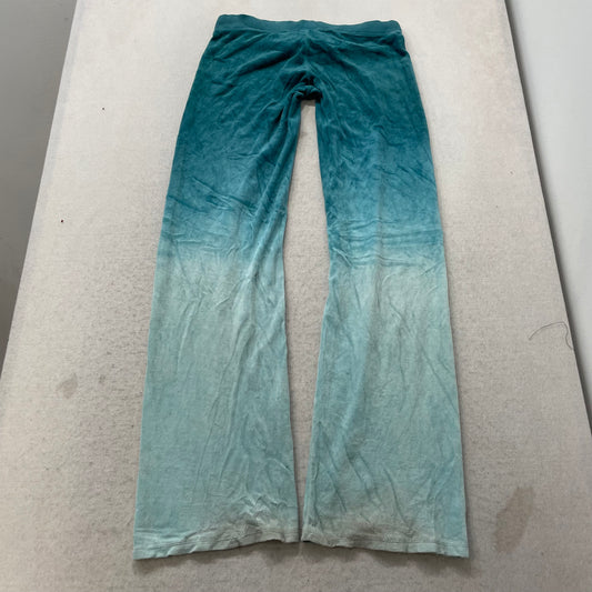Vintage Juicy Couture Women's Teal Ombre Velour Flared Leg Track Pant Y2K Size S