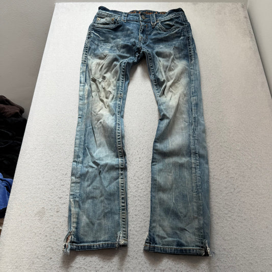 Rock Revival Evan Women's Blue Denim Bootcut Jeans Button Fly Classic Size 32