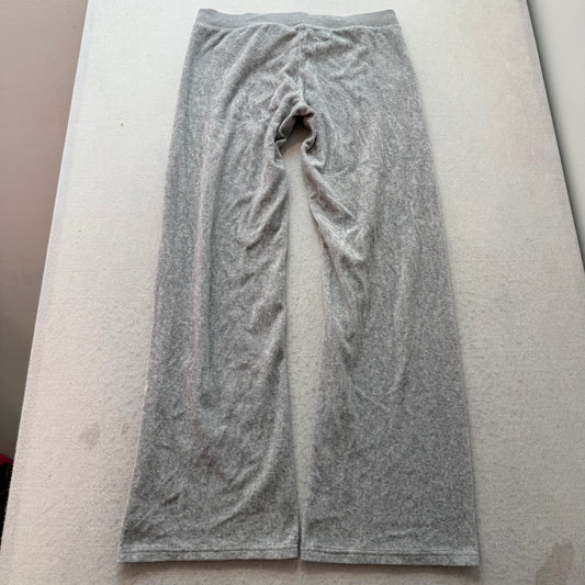 Juicy Couture Women Heather Grey Velour Flared Track Pant Drawstring Logo Size L
