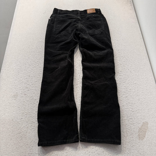 Eddie Bauer Men's Black Corduroy Pants Wide Leg Pockets Zip-Fly Classic Size W28