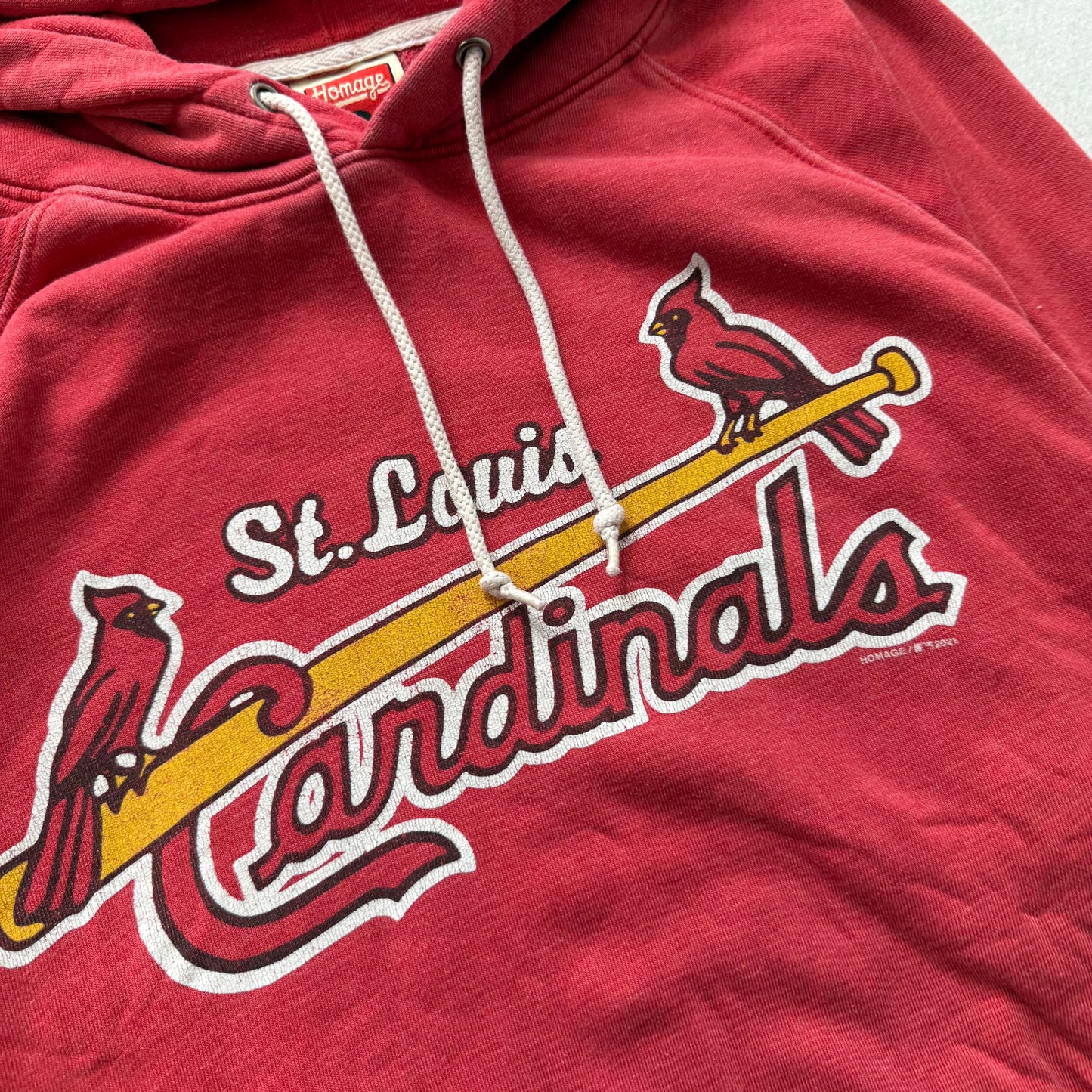 Homage St. Louis Cardinals Men Red Cotton Pullover Hoodie Kangaroo Pocket Size M