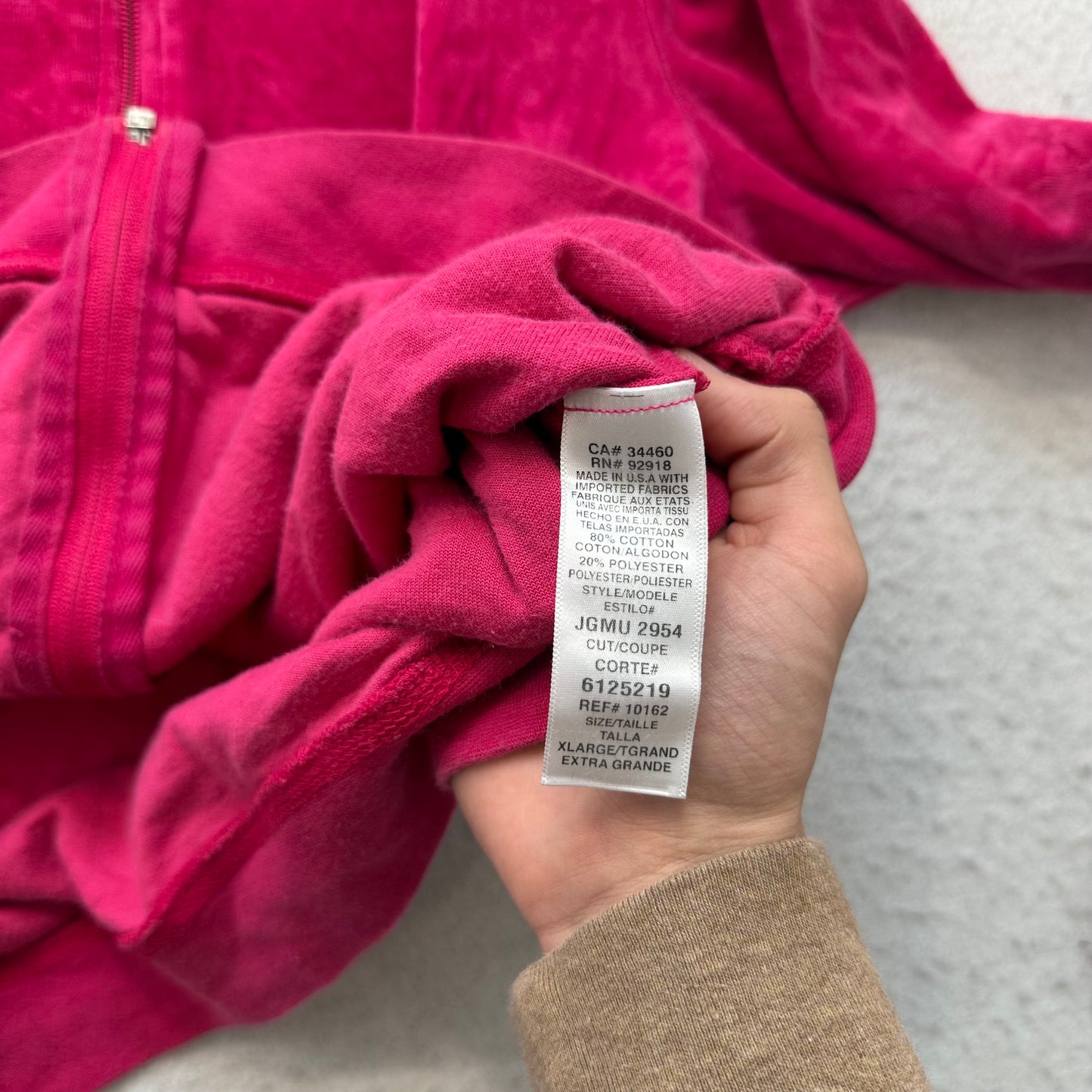 Juicy Couture Women's Hot Pink Velour Zip-Up Hoodie Loungewear Pockets Size XL