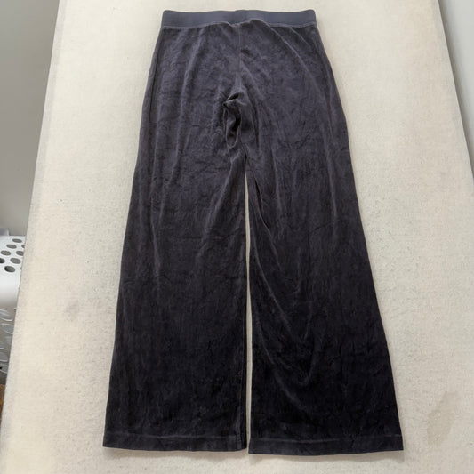 Vintage Juicy Couture Women's Charcoal Velour Flared Wide Leg Track Pant Size S