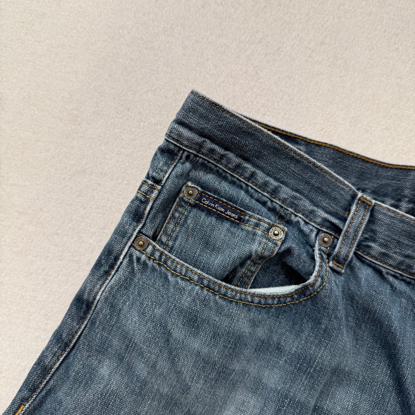Calvin Klein Jeans Blue Cropped Straight Leg Denim Pants Classic Everyday Fit Size 34
