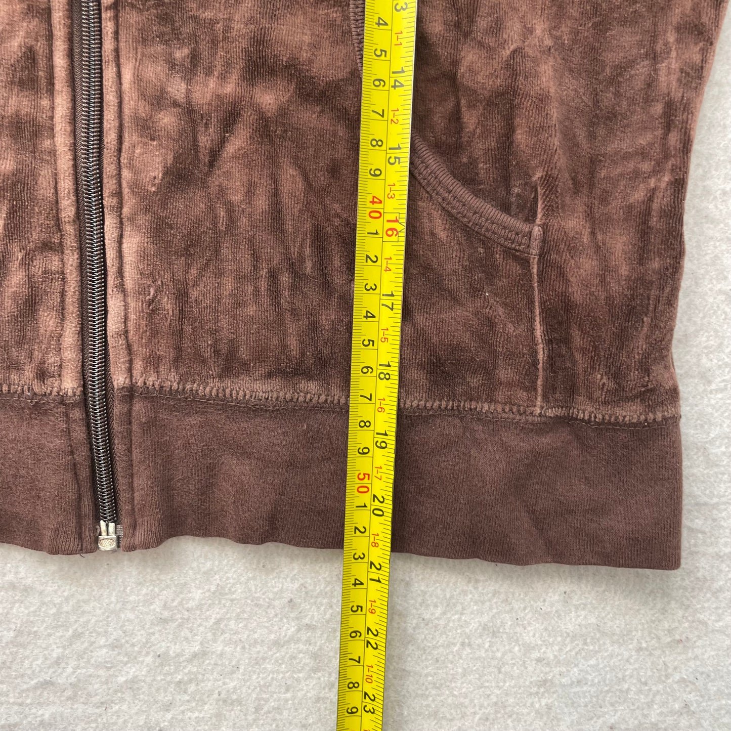 Juicy Couture Scottie Dogs Womens Dark Brown Velour Zip-Up Hoodie Pockets Size M