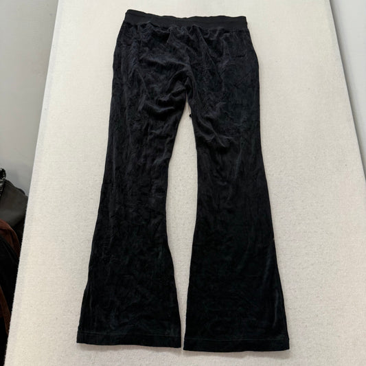 Vintage Juicy Couture Women's Black Velour Flared Track Pant Low Rise Y2k Size L