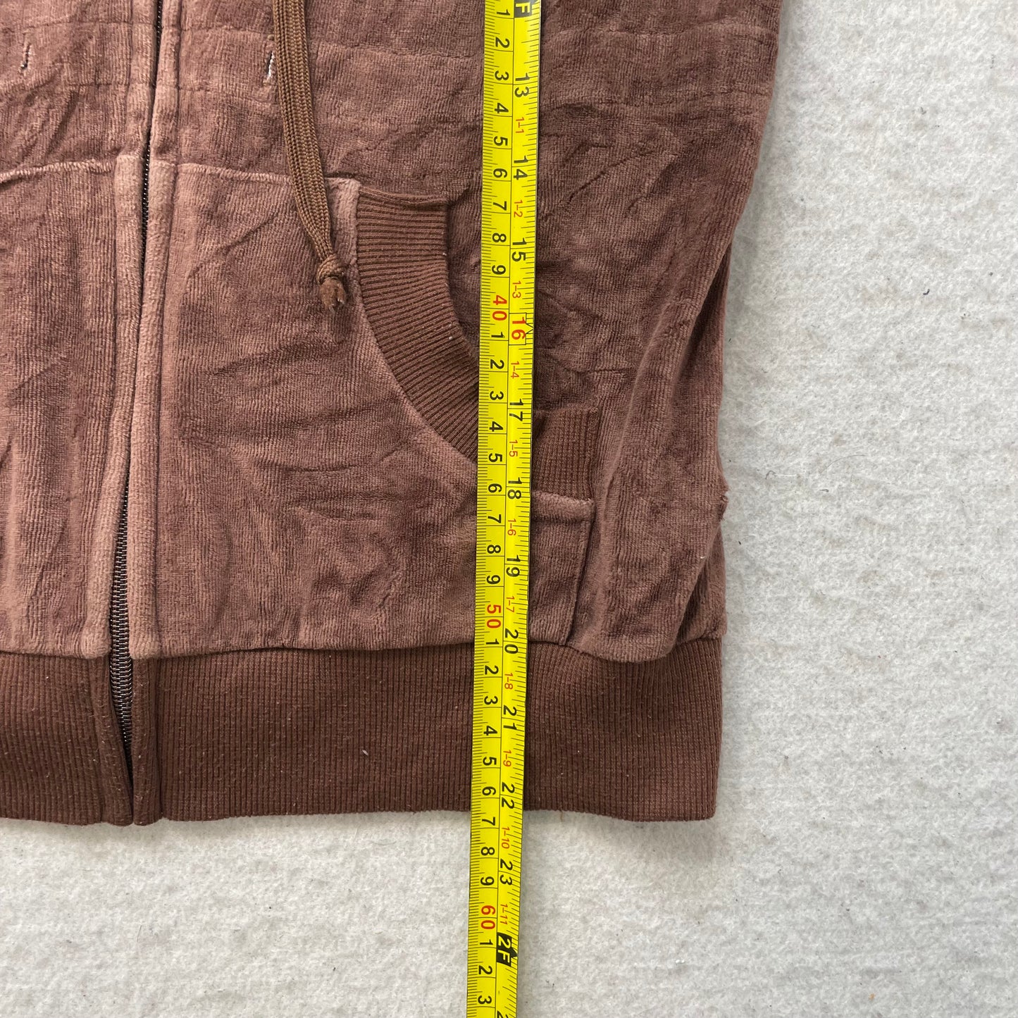 Vintage Juicy Couture Women's Brown Velour Zip-Up Hoodie Loungewear Y2k Size S