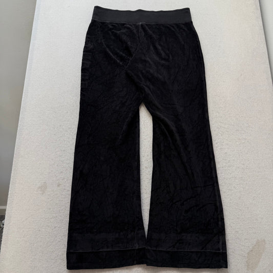 PINK Victoria’s Secret Women Black Velour Flared Track Pant Elastic Waist Size M