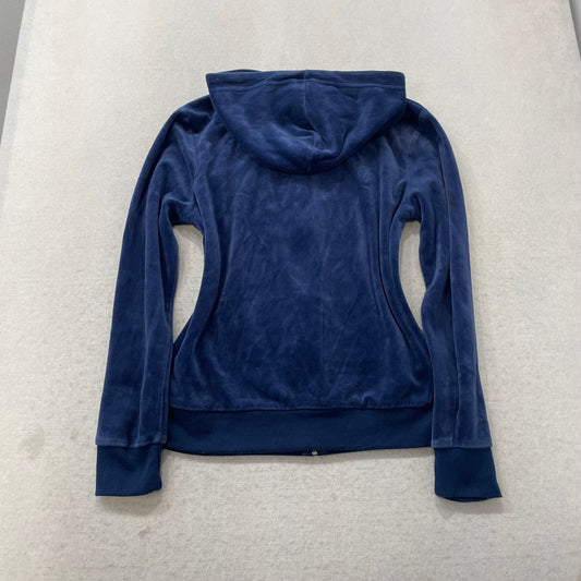 Juicy Couture Women's Regal Blue Velour Full Zip Hoodie Loungewear Preppy Size M