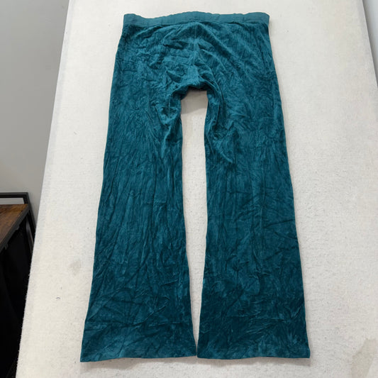Vintage Juicy Couture Women's Teal Velour Flared Track Pant Low Rise Y2K Size L
