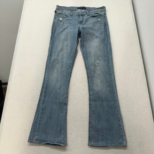 Rock & Republic Women's Blue Denim Bootcut Jeans Rhinestone Logo Pockets Size 10