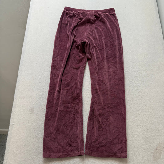 Juicy Couture Women's Wine Velour Flared Track Pant Drawstring Y2K Casual Size M