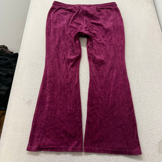 Juicy Couture Womens Plum Velour Flared Track Pant Drawstring Loungewear Size XL