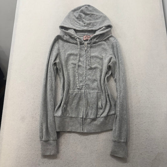 Juicy Couture Gray Velour Tracksuit Set Zip Up Hoodie & Flared Pants Y2K Size S