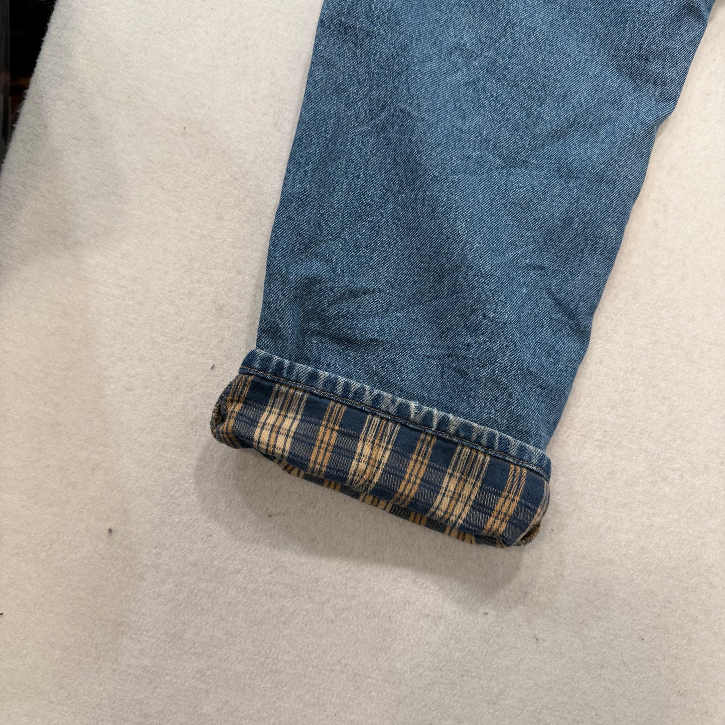 L.L. Bean Blue Denim Flannel Lined Jeans Natural Fit Made in Mexico Size 36x30