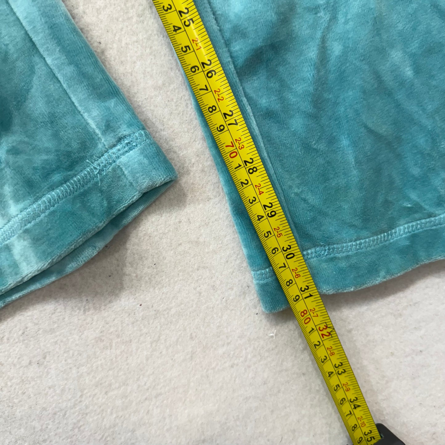 Juicy Couture Turquoise Velour Flared Track Pants Drawstring Low Rise Size XL