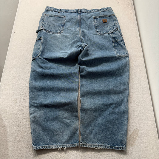 Carhartt Men's Blue Double-Front Logger Denim Jeans Pockets Zip-Fly Size W42