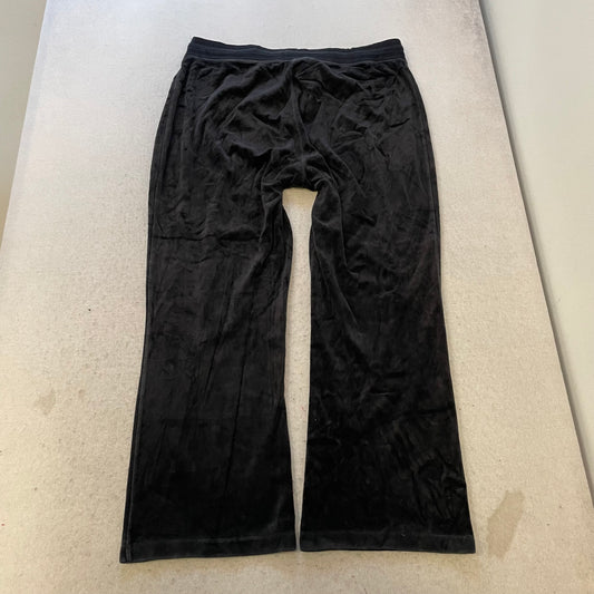 Juicy Couture Women's Black Velour Flared Leg Track Pant Drawstring Y2k Size XL