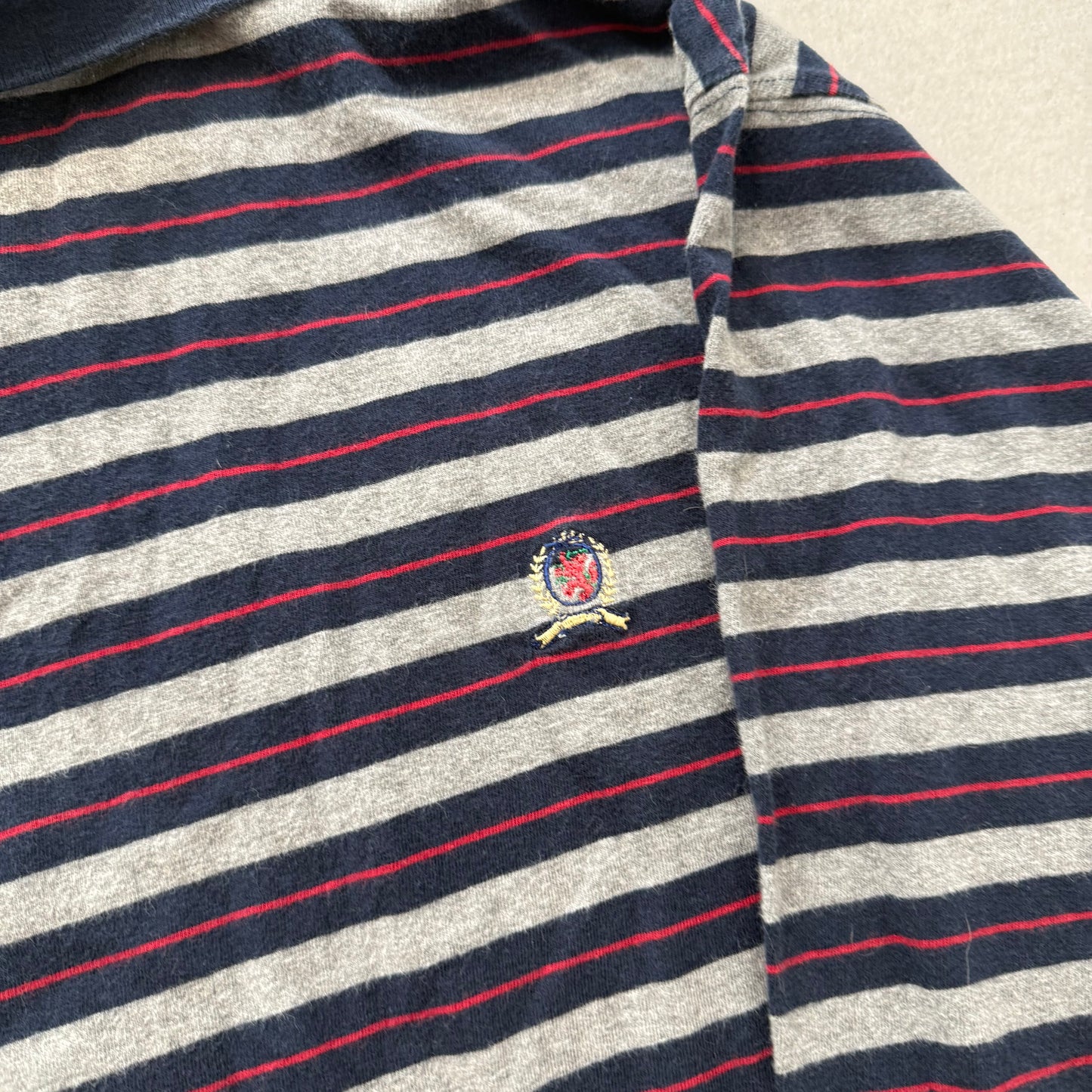Tommy Hilfiger Men's Nautical Colors Striped Cotton Jersey Turtleneck Y2K Size M