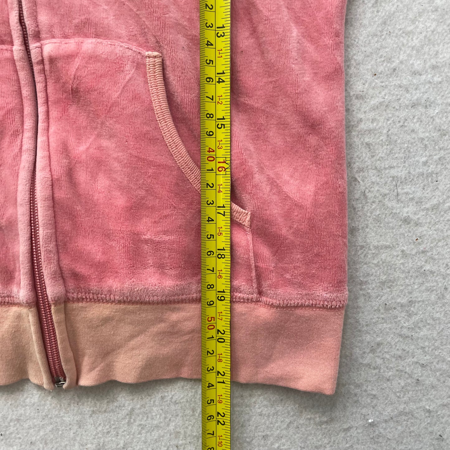Vintage Juicy Couture Women's Peach Velour Full Zip Hoodie Pockets Y2k Size S
