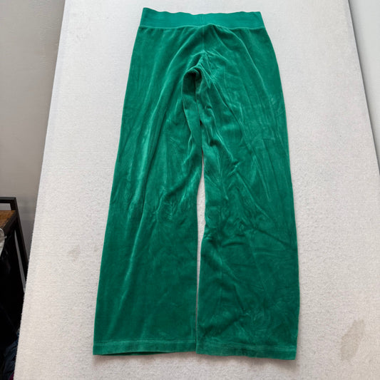 Vintage Juicy Couture Women's Teal Green Velour Flare Wide Leg Track Pant Size S