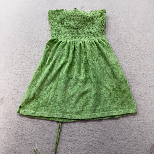 2003 Vintage Juicy Couture Women's Green Terry Cloth Smocked Tube Dress Size P